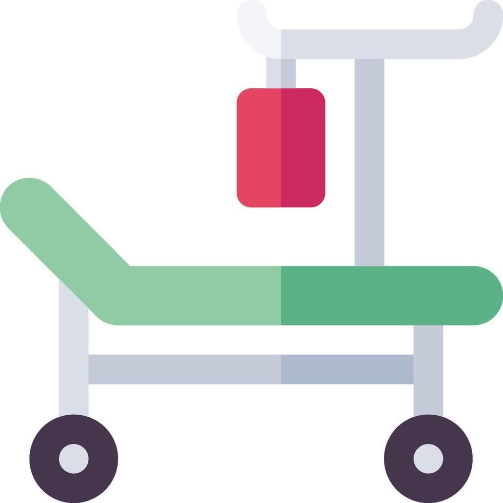 A hospital bed with a red bag on it vector