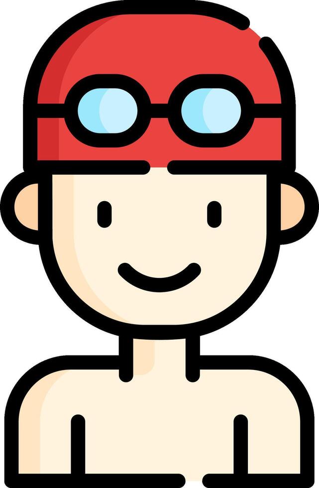 A cartoon swimmer with goggles and a red cap vector