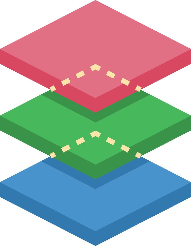 A three dimensional illustration of a square with two different colors vector