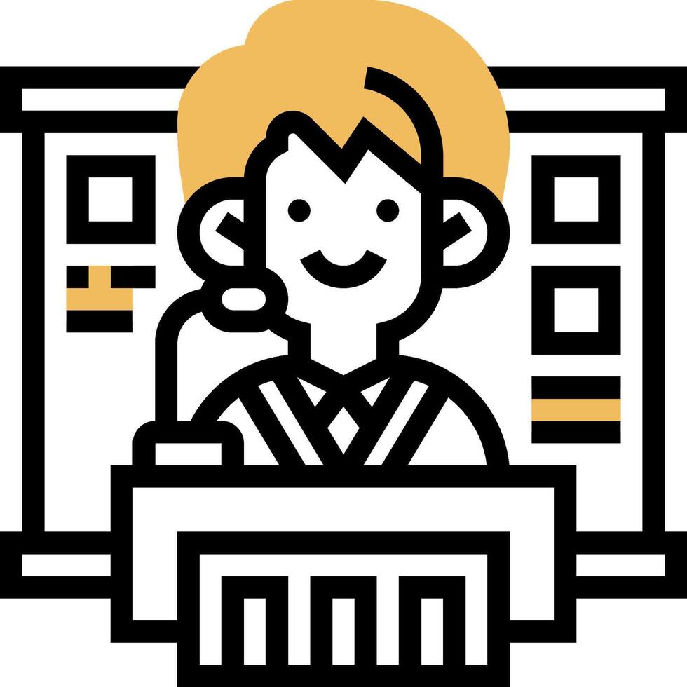 A cartoon man in a suit is sitting at a desk vector