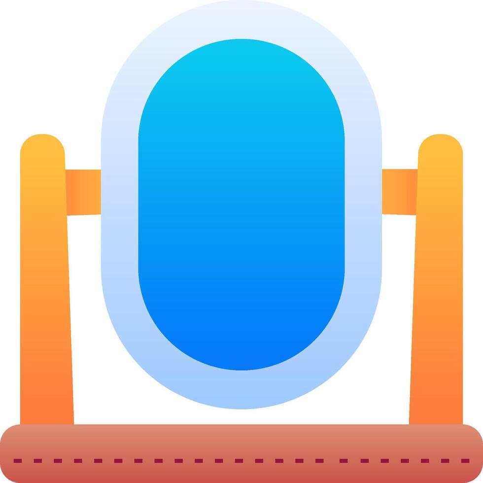 A mirror with a blue background and a wooden stand vector