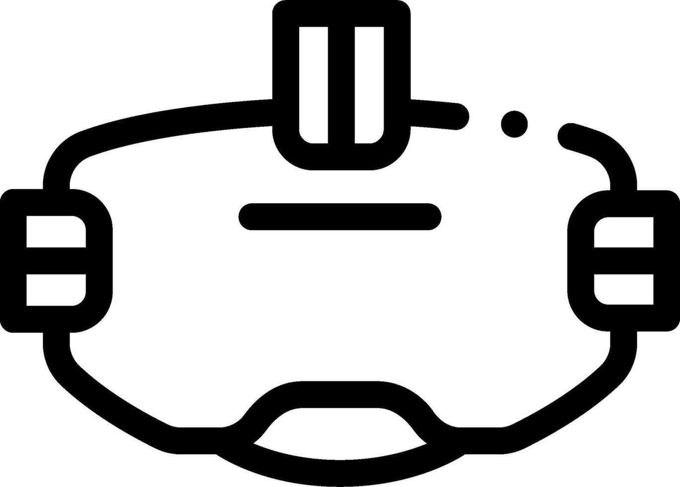 A black and white icon of a helmet vector