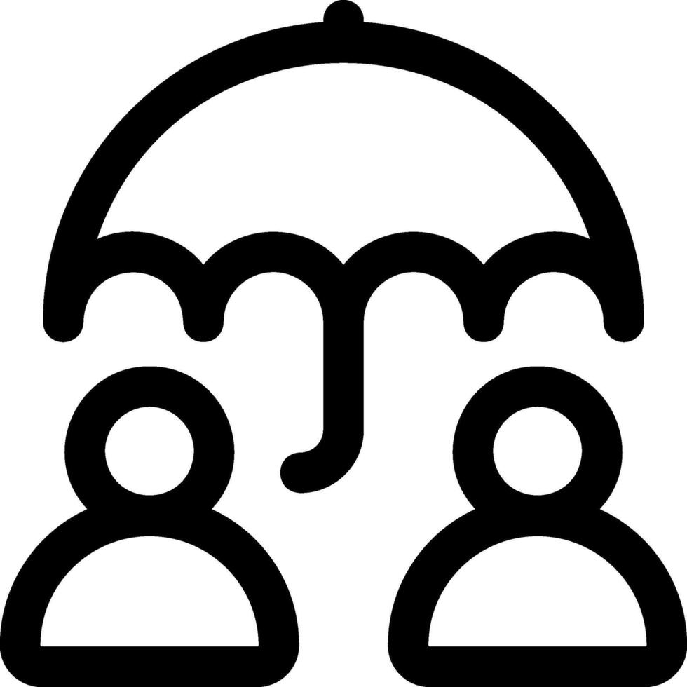 An umbrella icon with two people under it vector