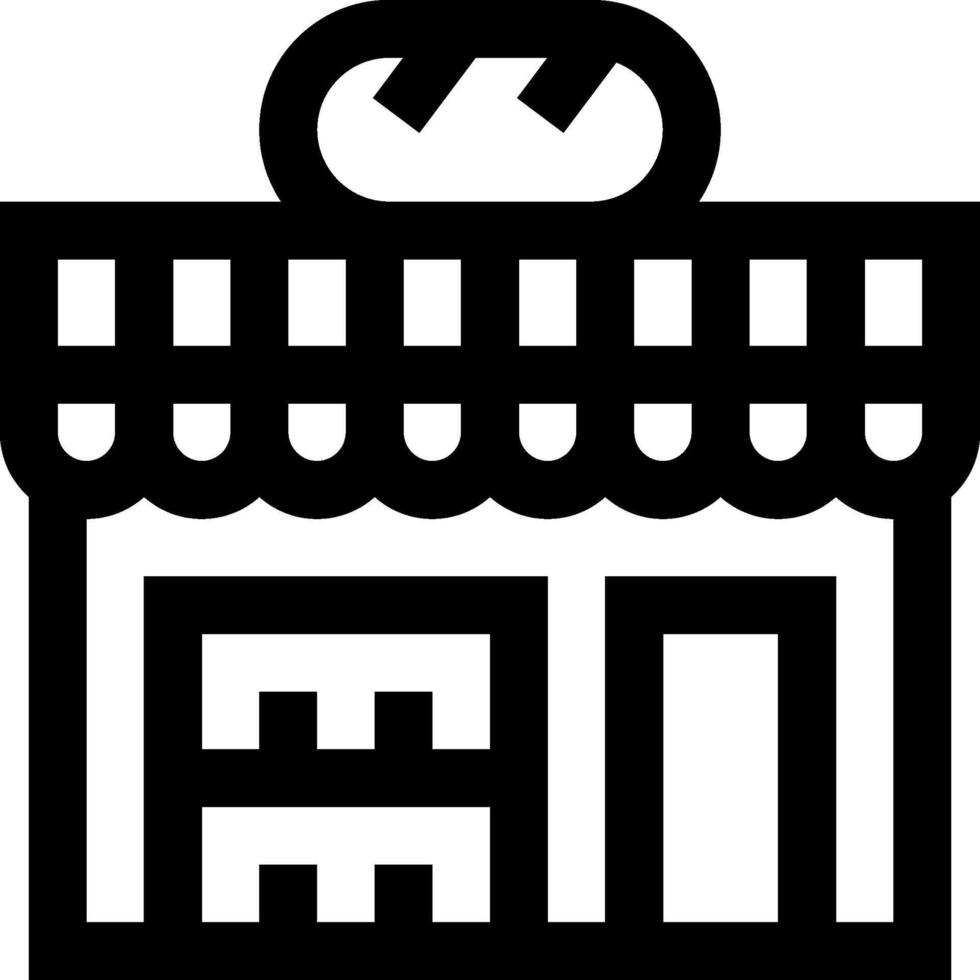 A black and white icon of a store vector