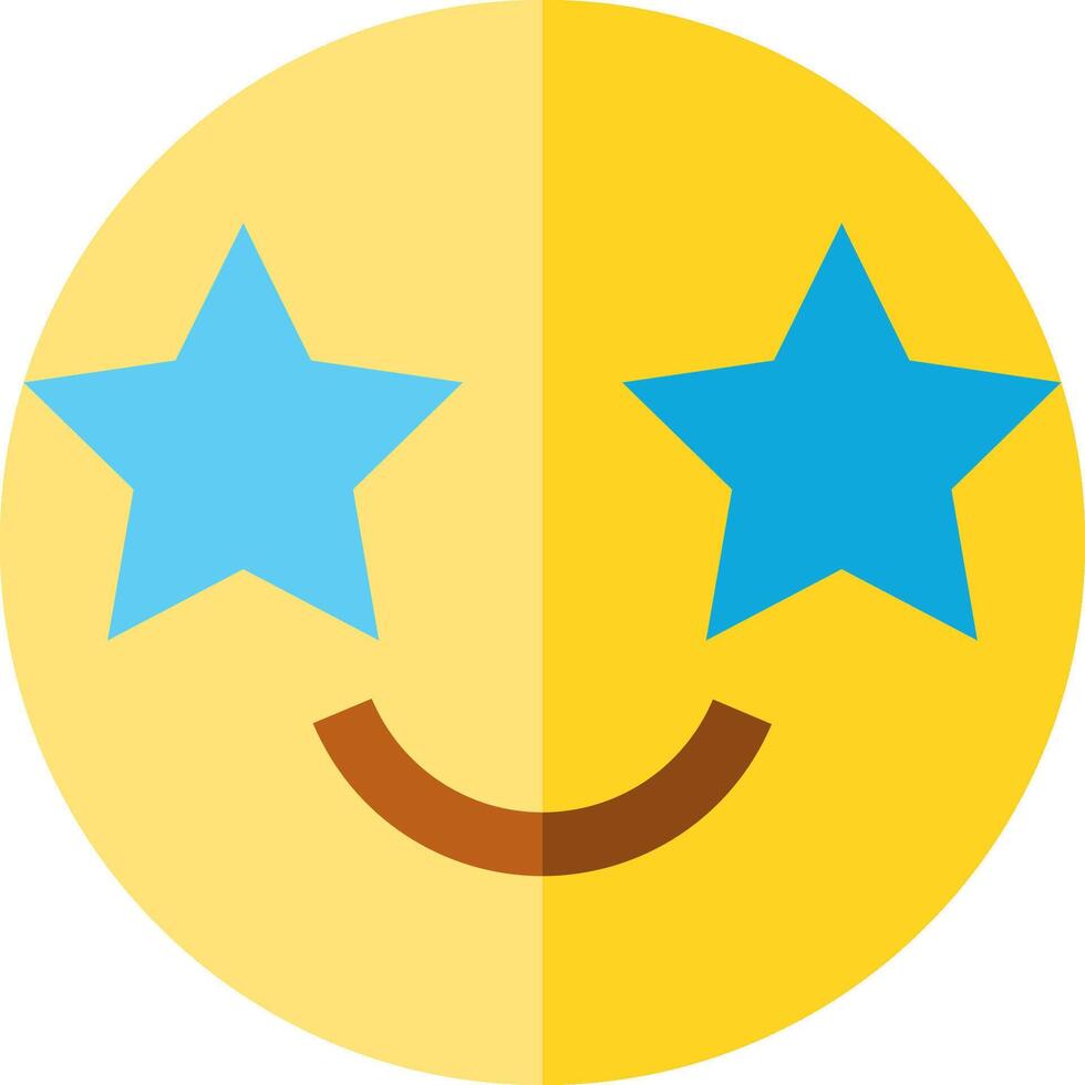 A yellow smiley face with blue stars on it vector