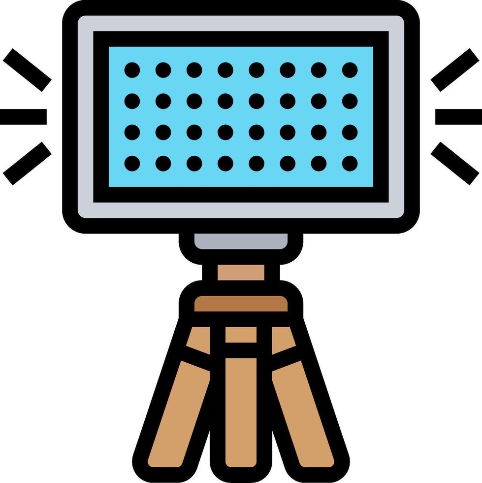 A camera on a tripod with a light vector