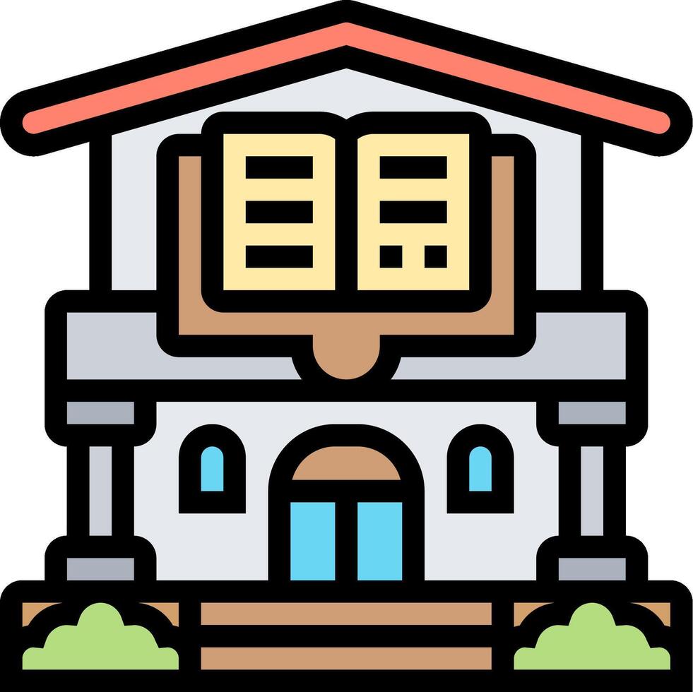A building with a book on the front and a door vector