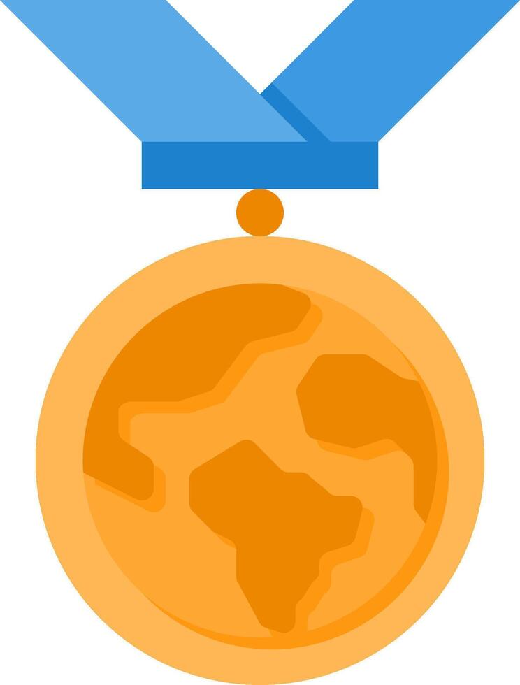 A medal with a blue ribbon on it vector