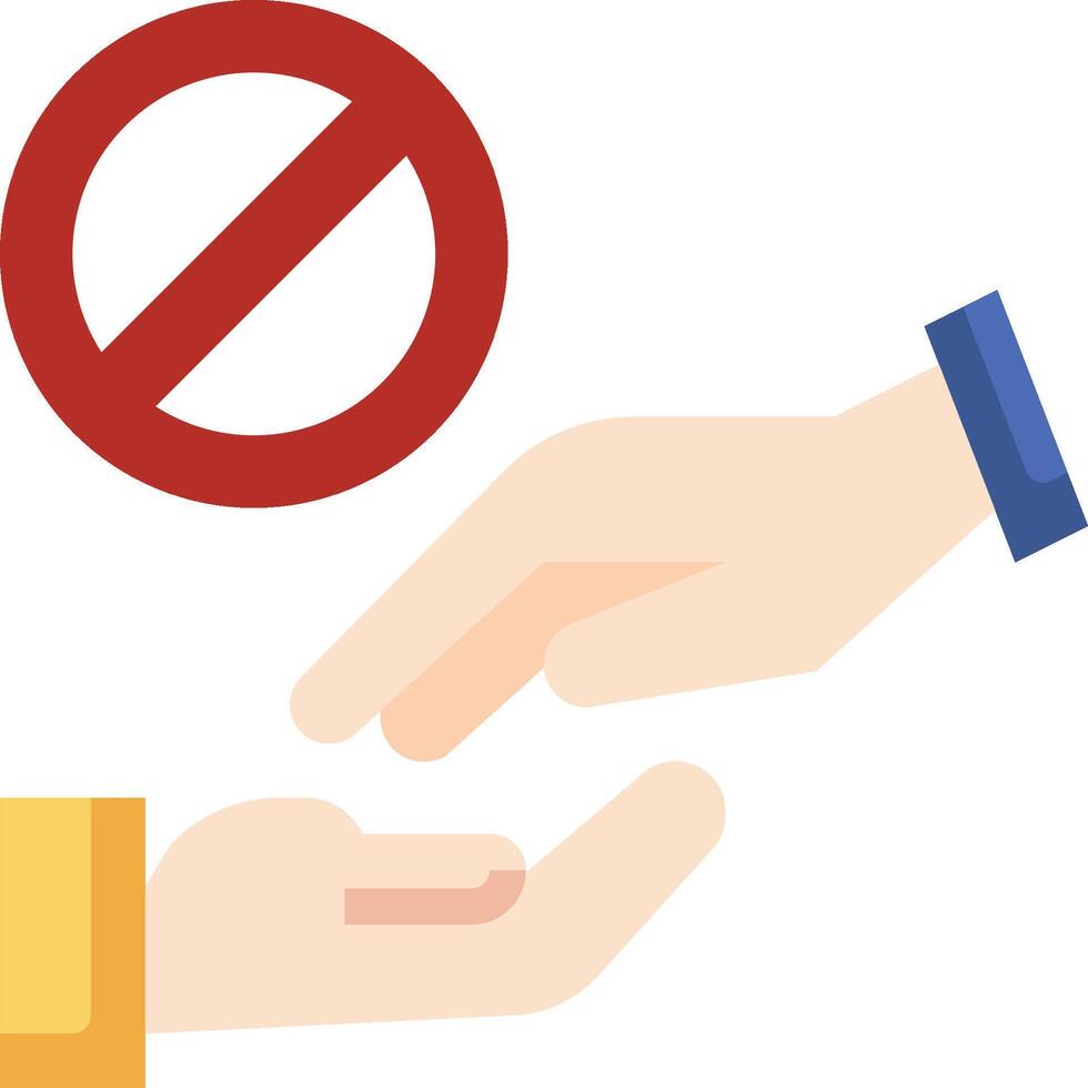 A hand giving a hand to another person with a no sign vector