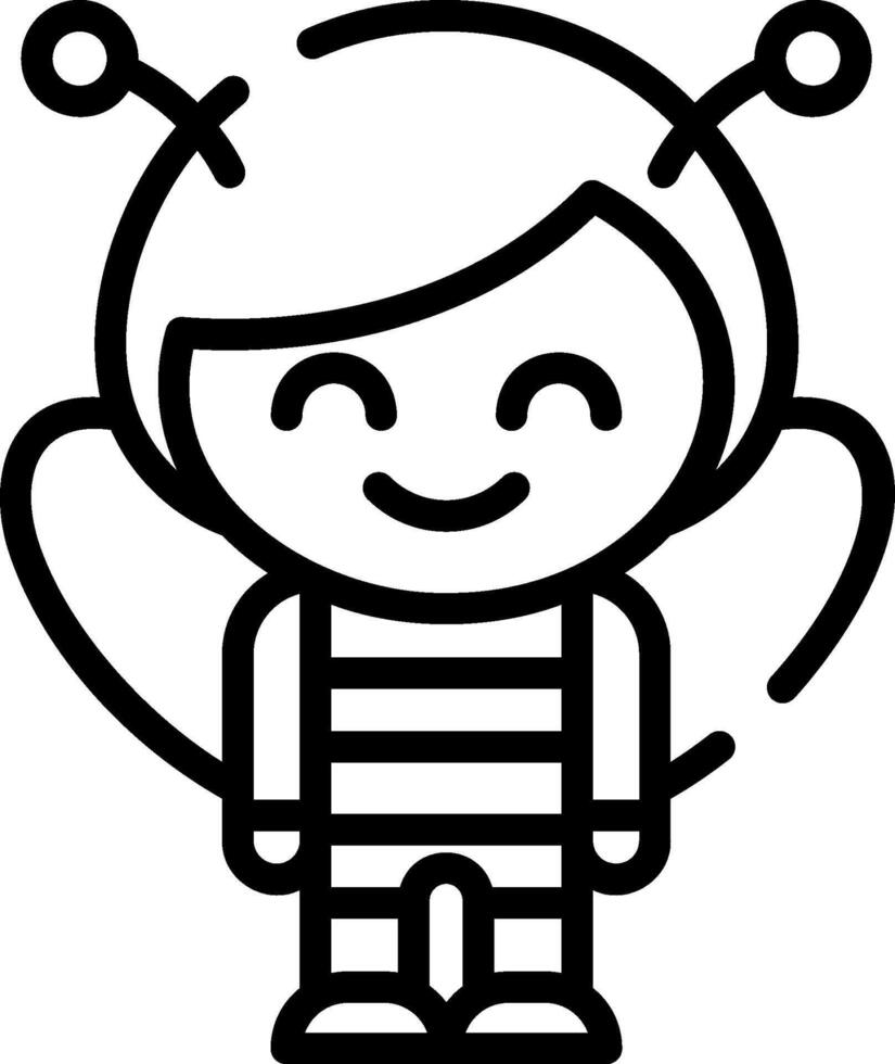 A black and white line drawing of a bee vector