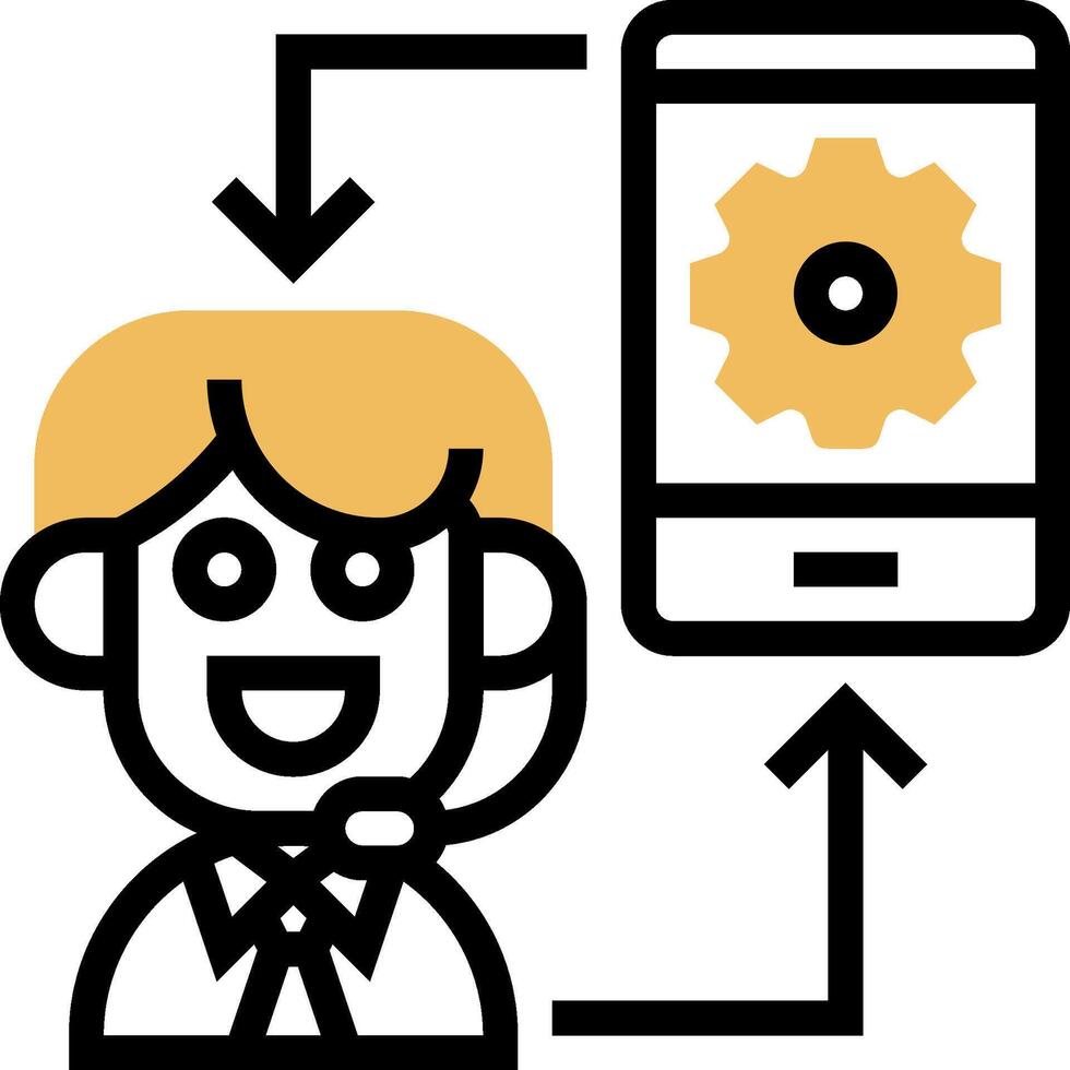 A man with a phone and a phone icon vector