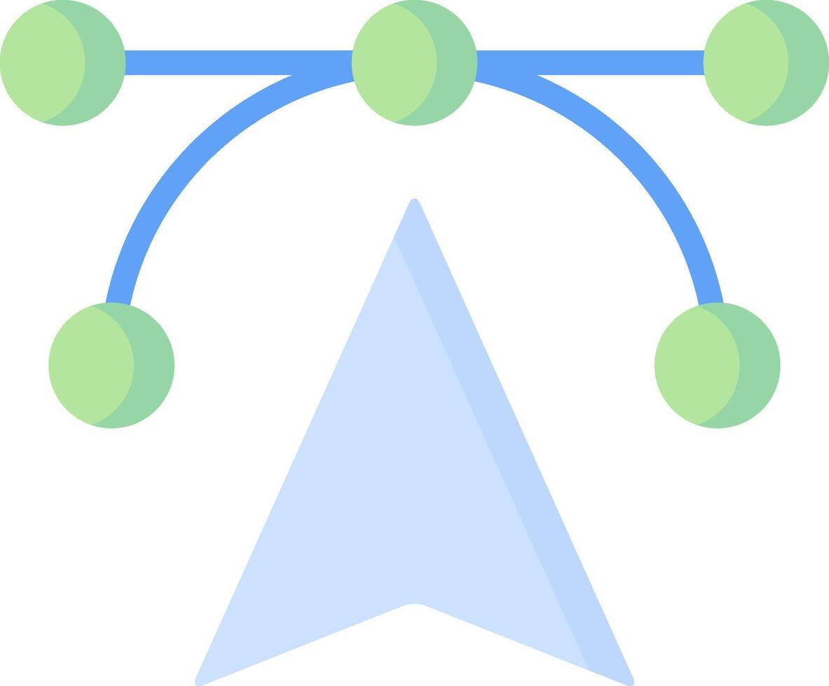A blue arrow with green circles around it vector
