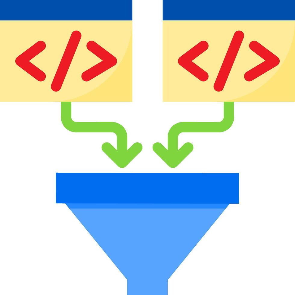 A funnel with a red arrow pointing to the left and a blue arrow pointing to the right vector