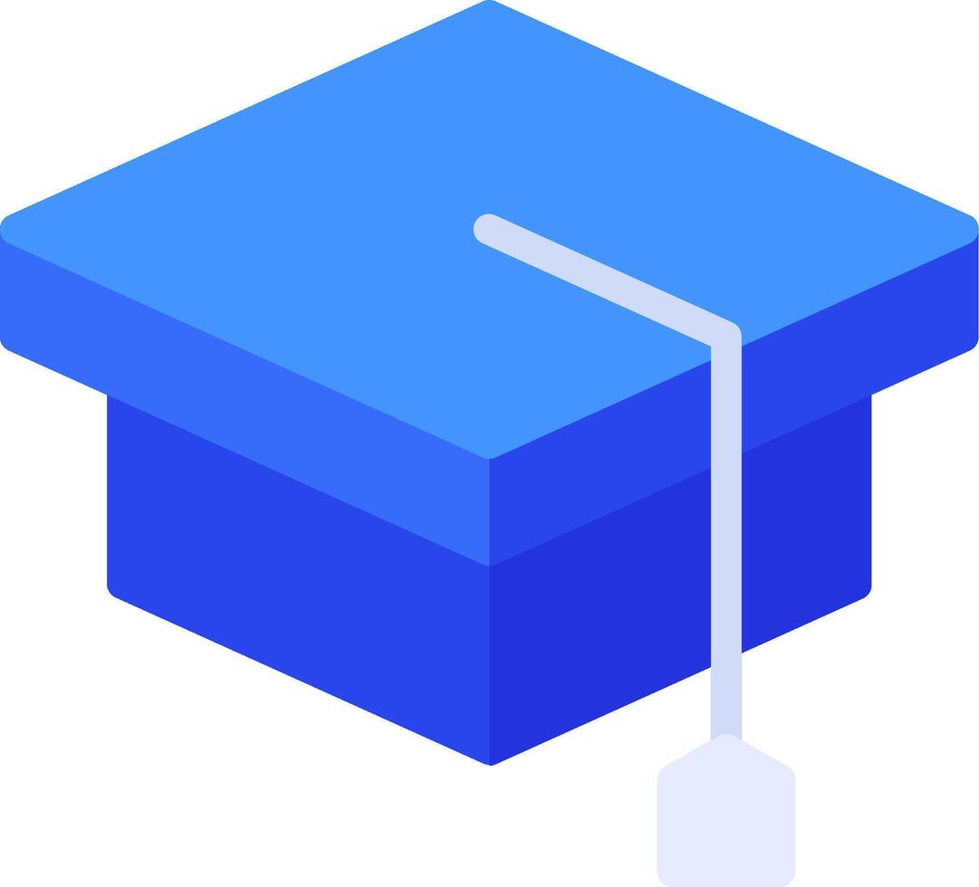 A blue graduation cap with a white cord vector