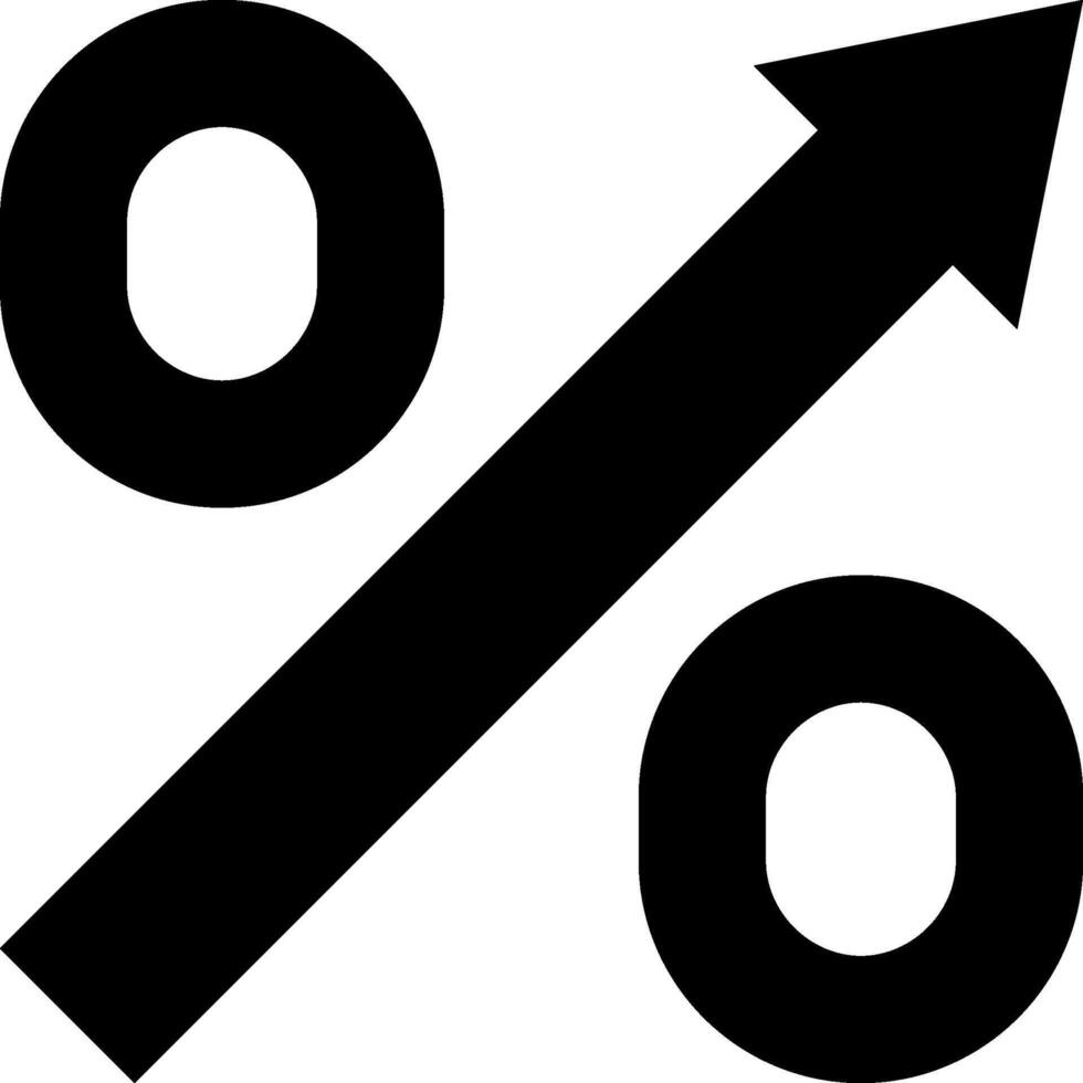 Percentage symbol with an arrow pointing down vector