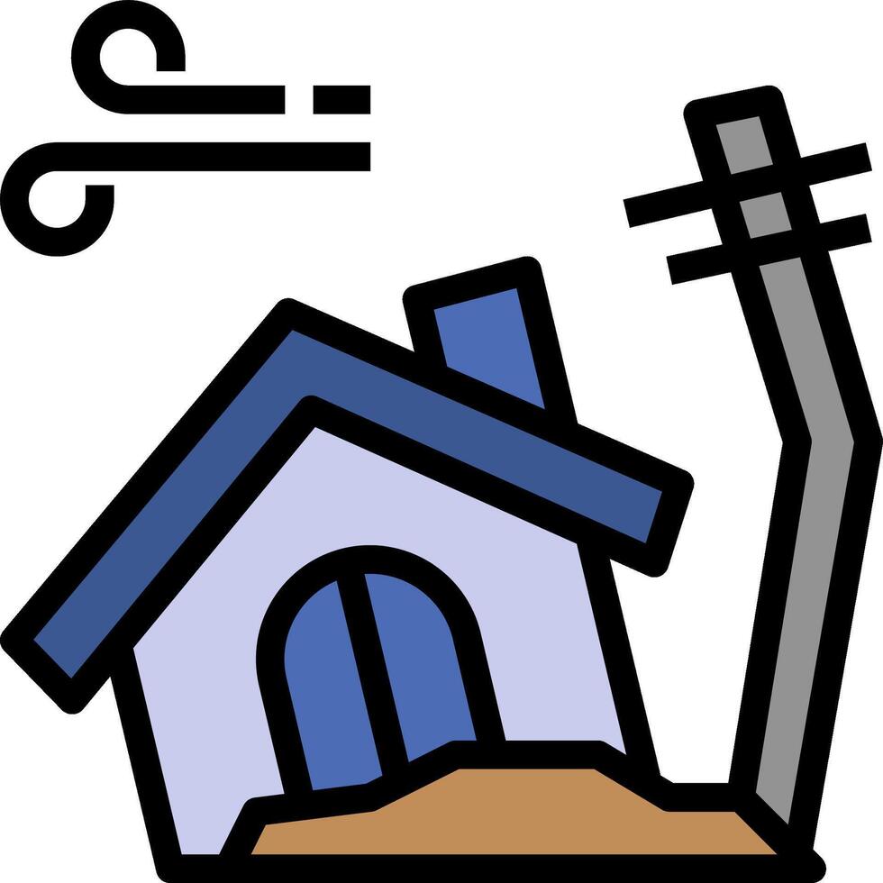 A house with a power line and a tree vector