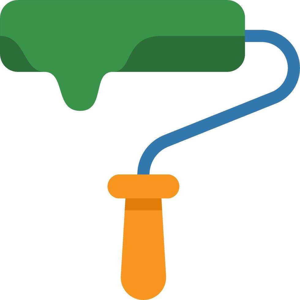 A paint roller with a green handle and blue handle vector