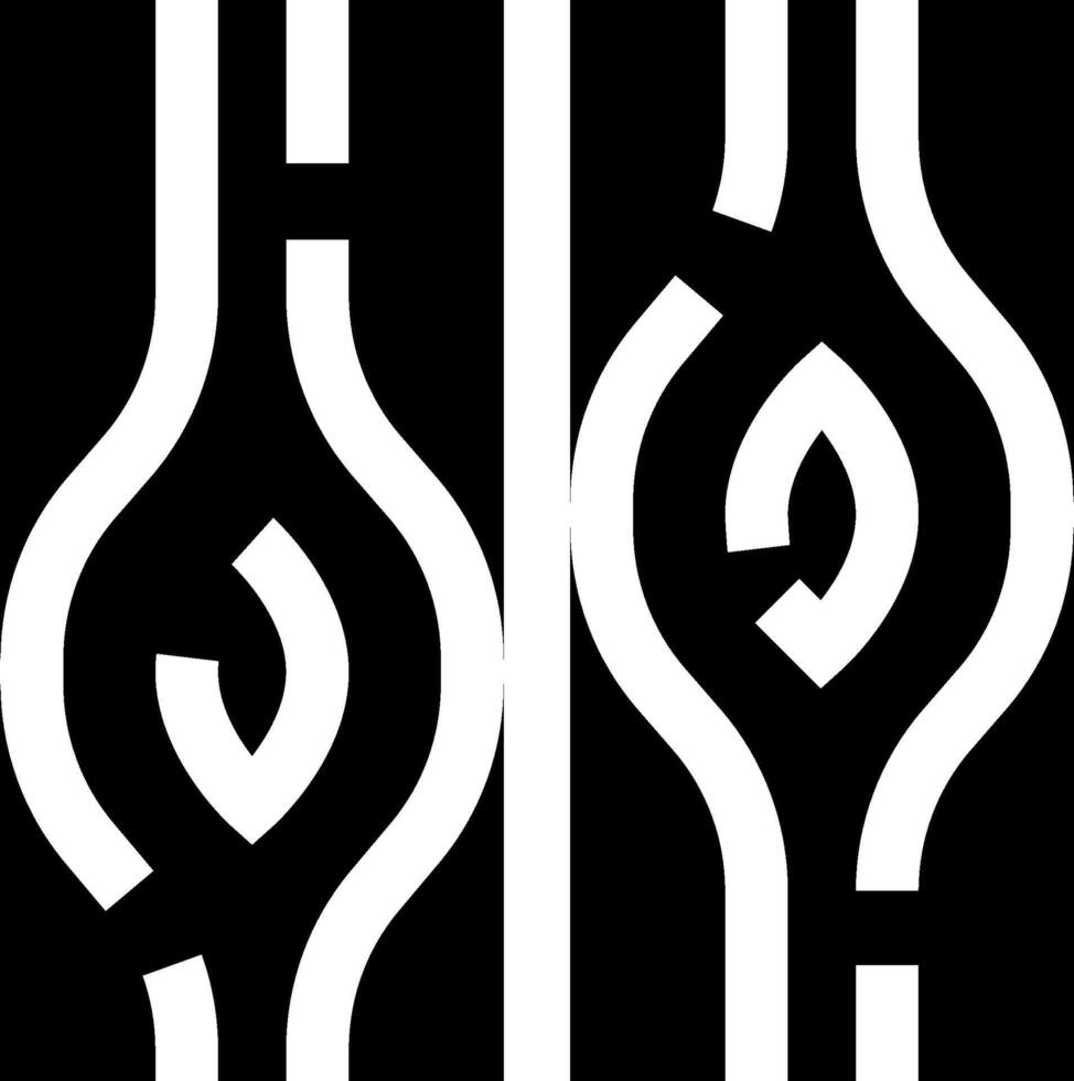 A black and white logo with two stylized designs vector