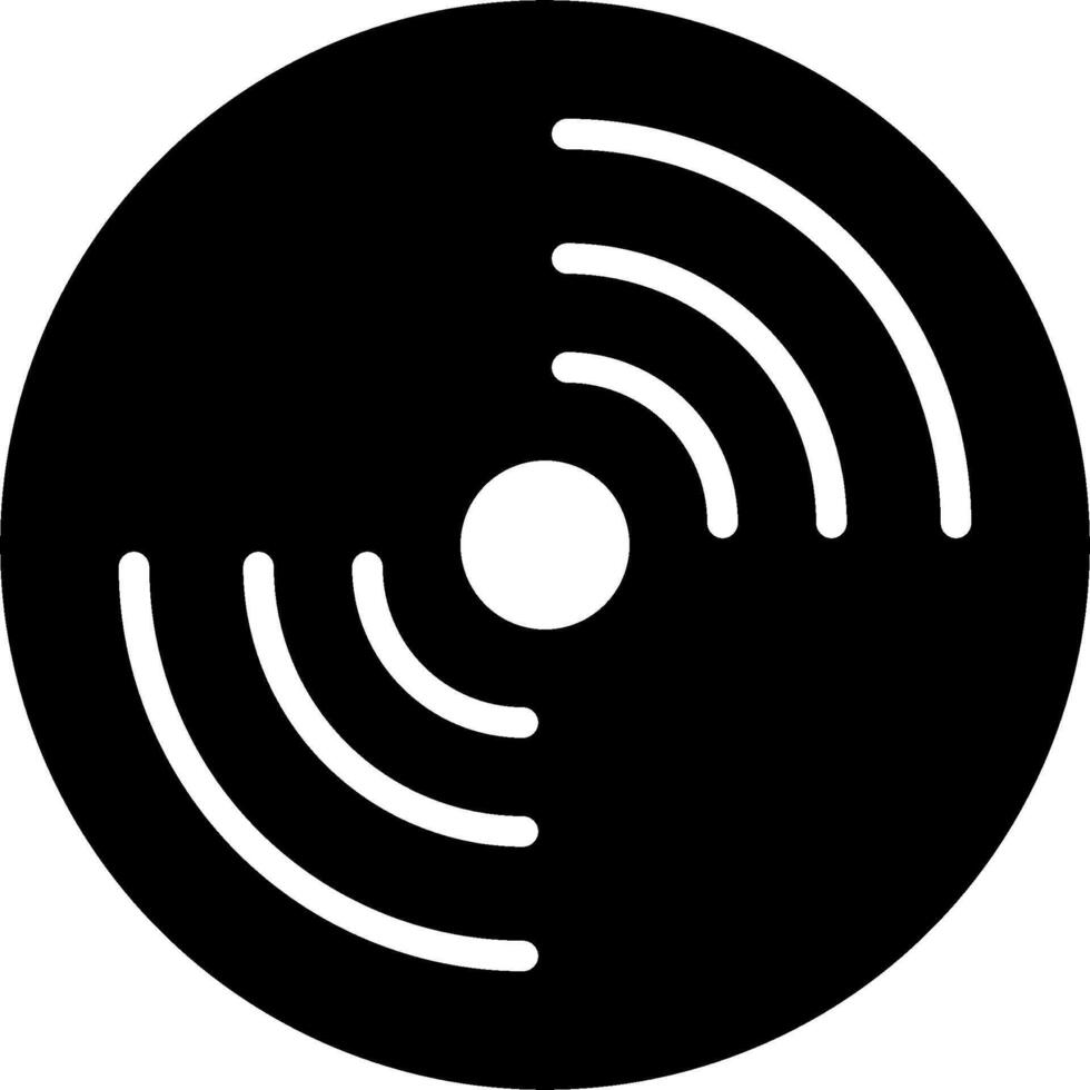 A black and white image of a circular disc with a wave pattern vector