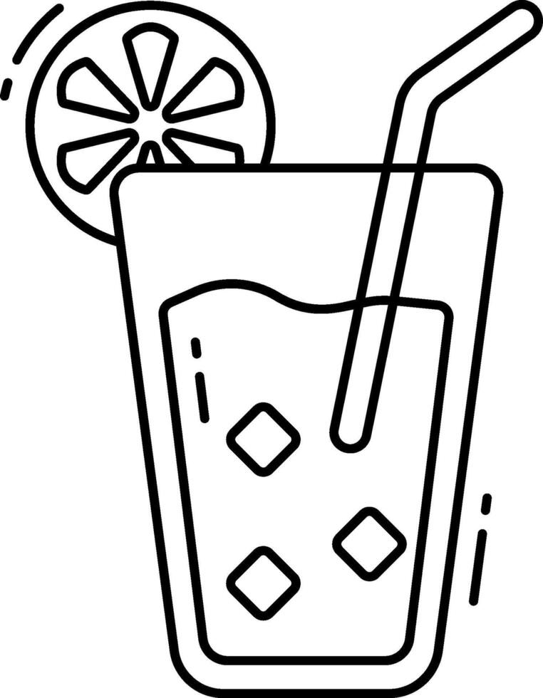 A drink with a straw and slice of lemon vector