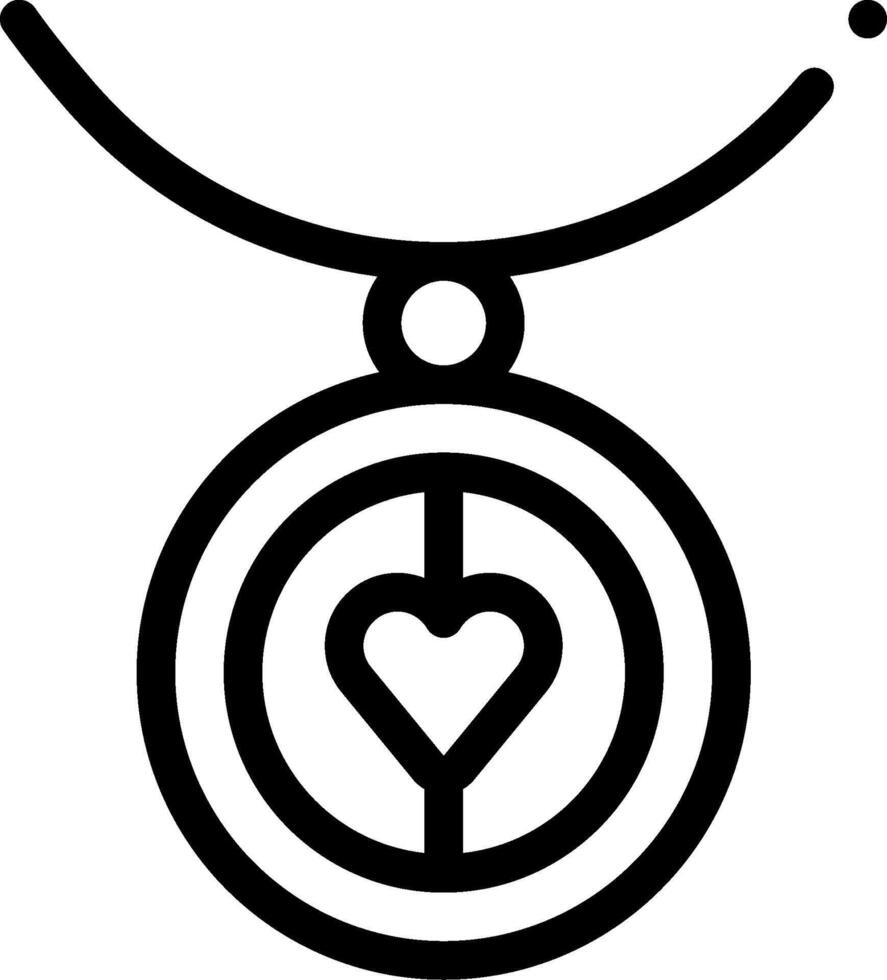 A black and white image of a necklace with a heart vector