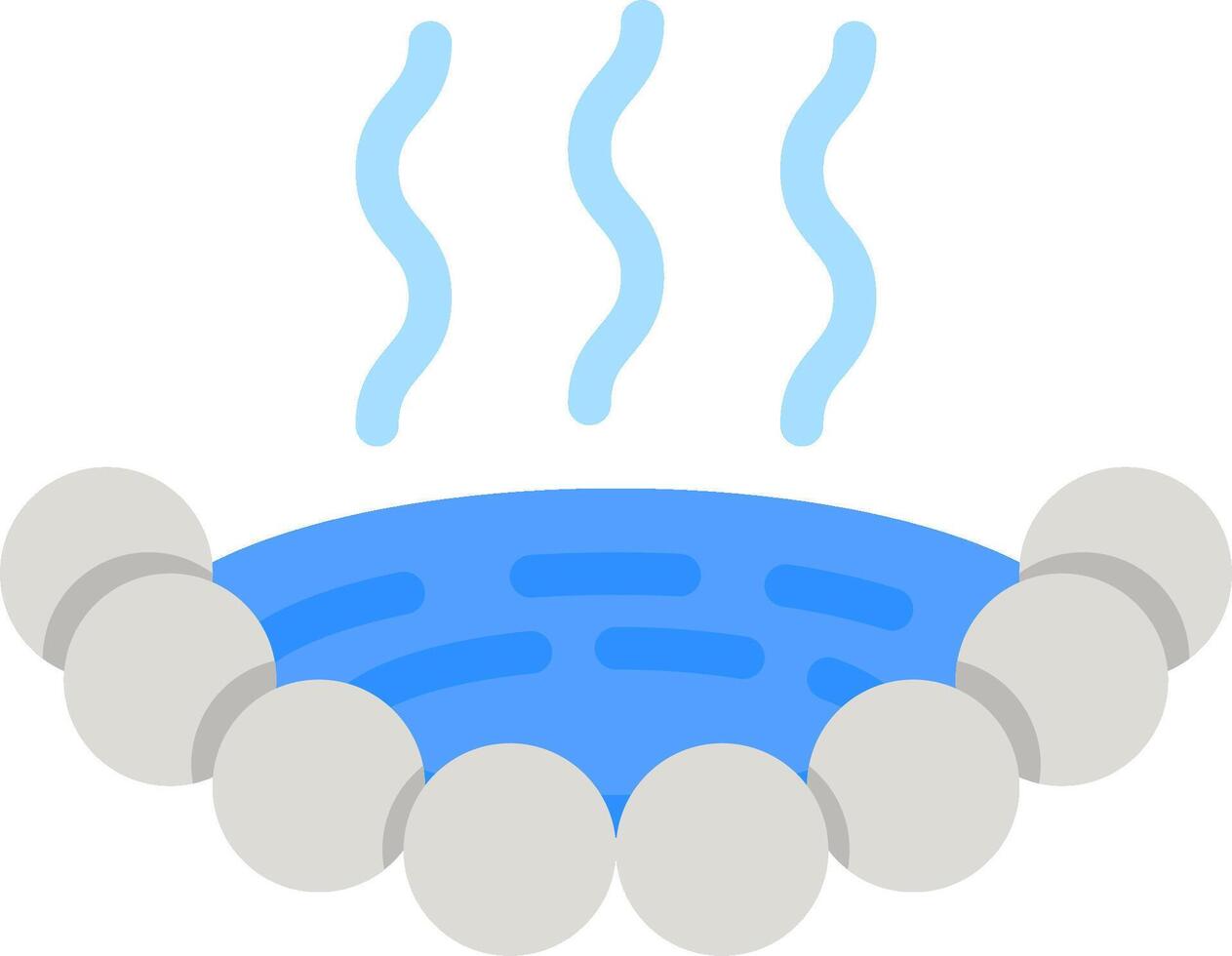 A blue bowl with water and steam coming out of it vector