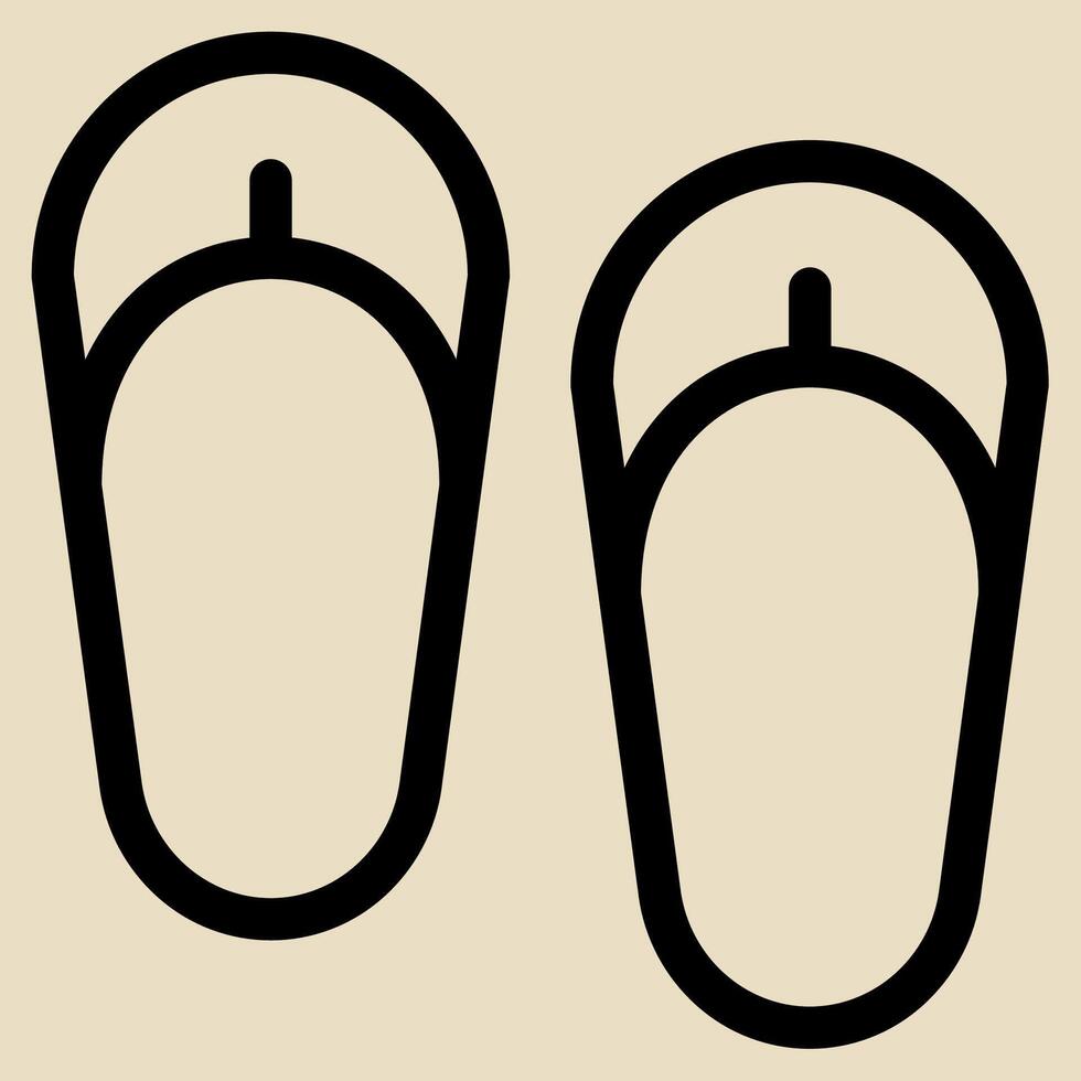 Two black flip flops on a beige background vector
