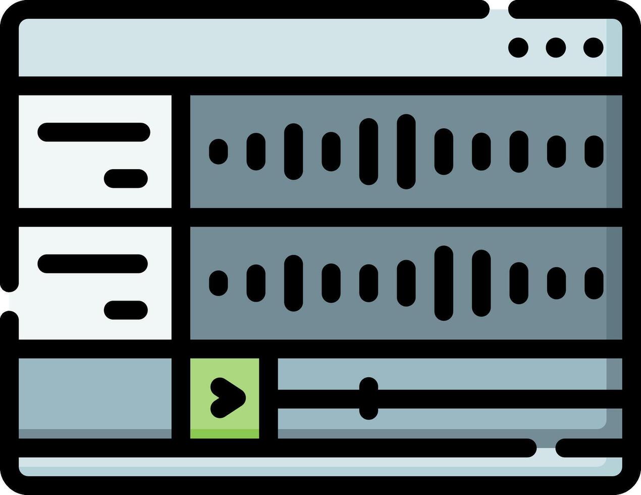 A computer with a sound mixer icon vector