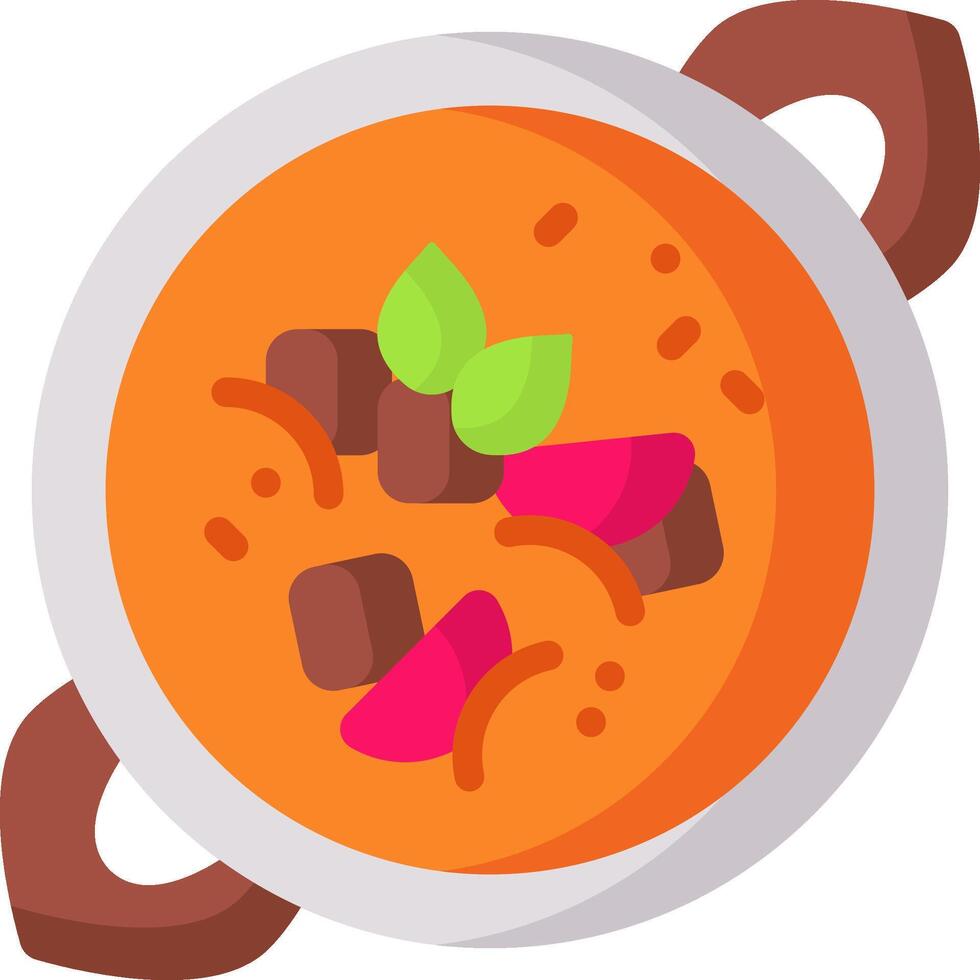 A bowl of soup with meat and vegetables vector