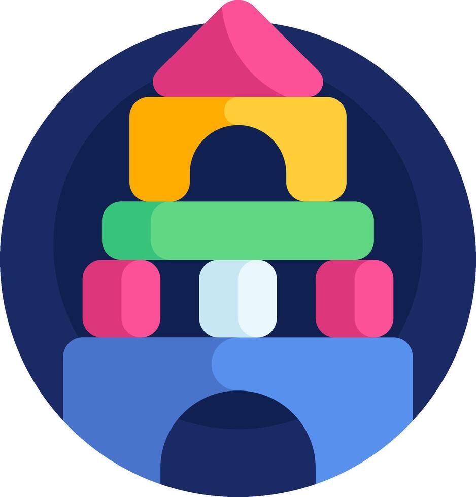 A colorful building with a tower in the middle vector