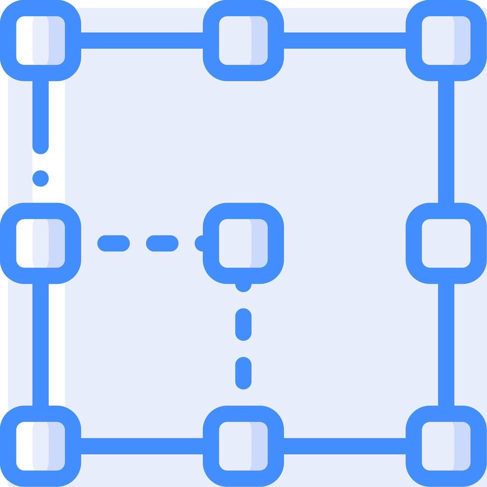 A square with blue lines and squares vector