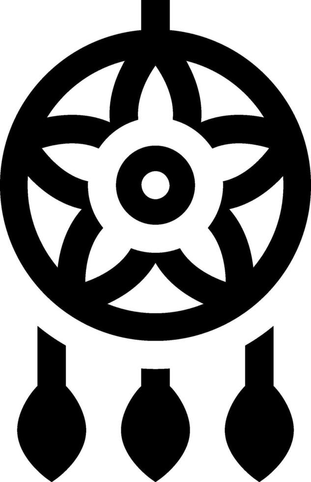 A black and white image of a dream catcher vector