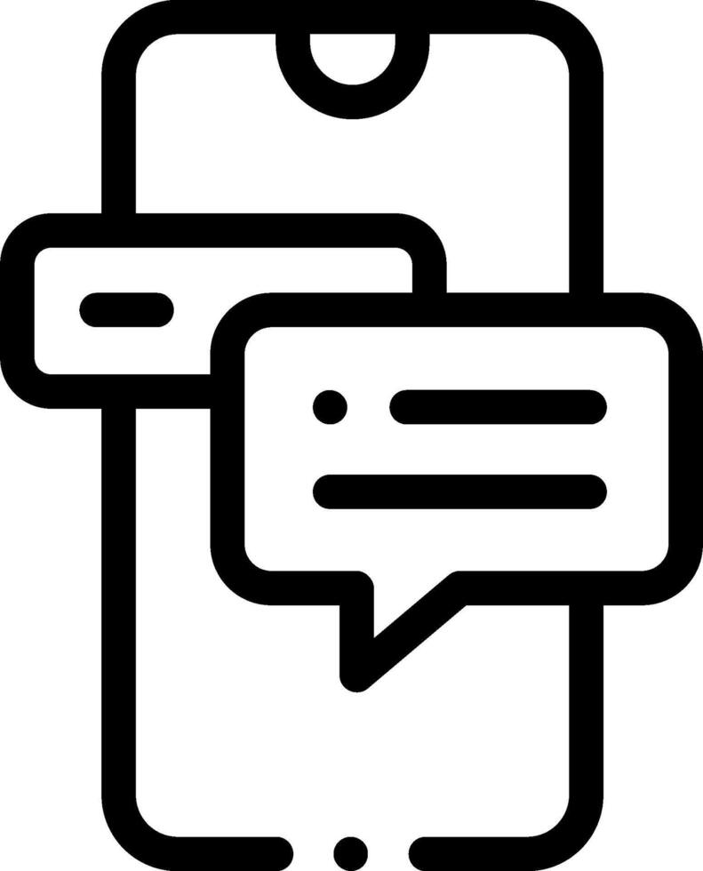 A black and white image of a phone with a chat bubble vector