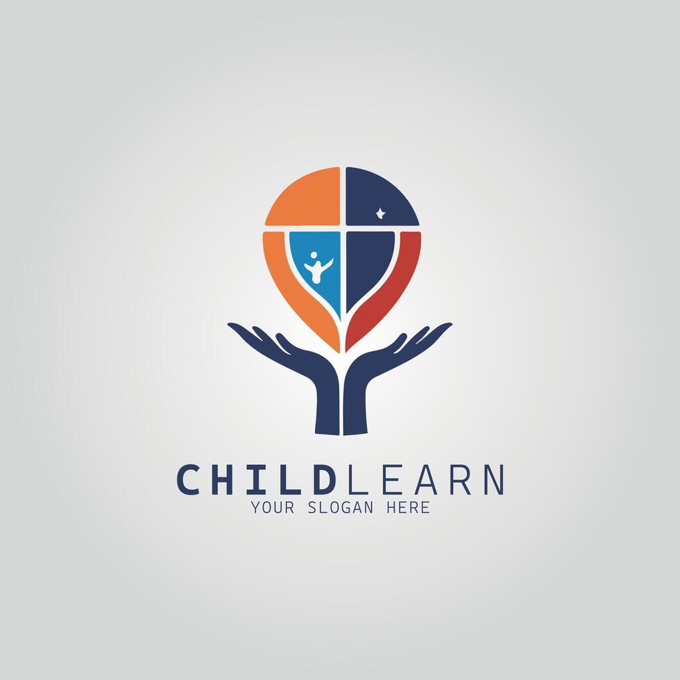 Child learn logo design vector