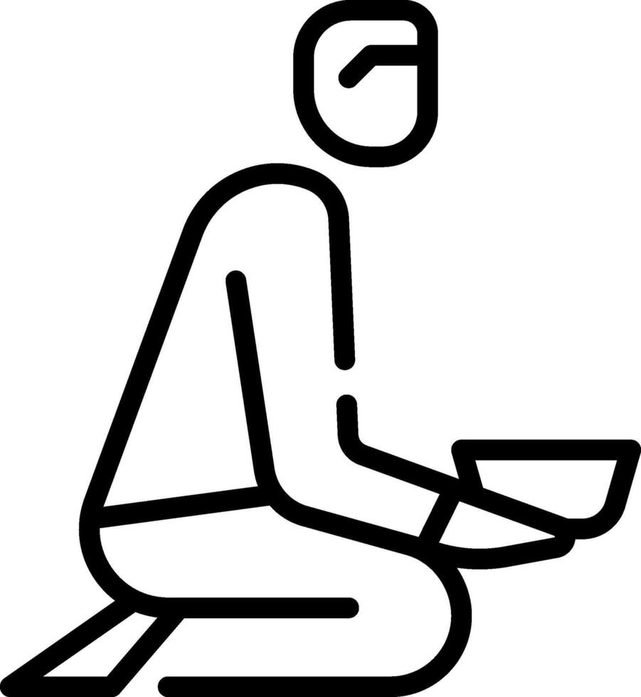 A man sitting down with a bowl of food vector