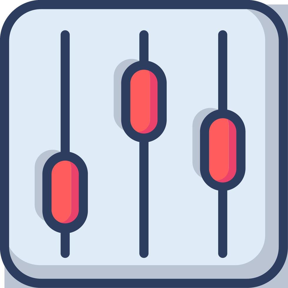 A sound mixer icon with four red and blue bars vector