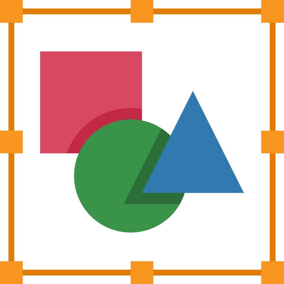 A colorful square with a triangle and a square vector