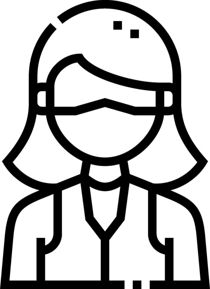 A woman wearing a mask and glasses icon vector