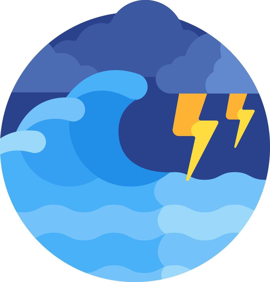 A storm with lightning and waves vector