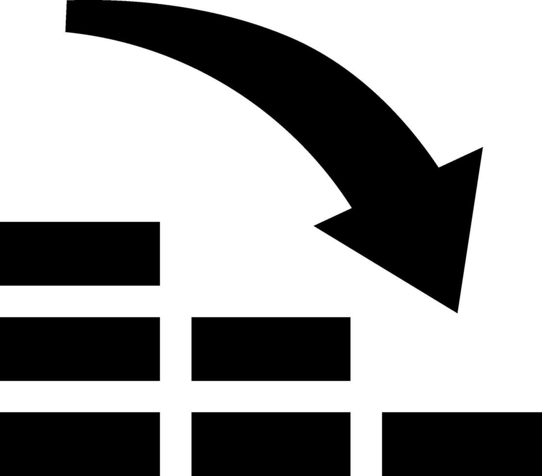 An arrow pointing up to a stack of bricks vector