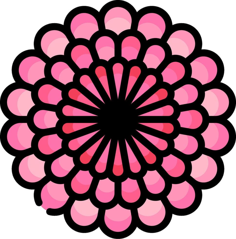 A pink flower with black and white circles vector
