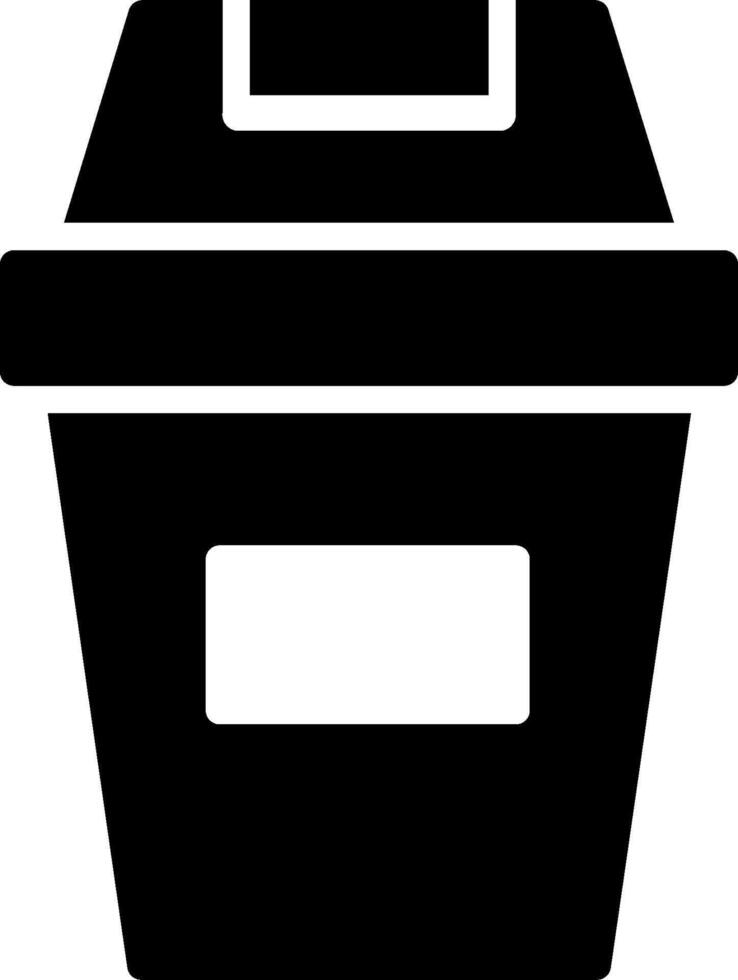 A black and white icon of a trash can vector