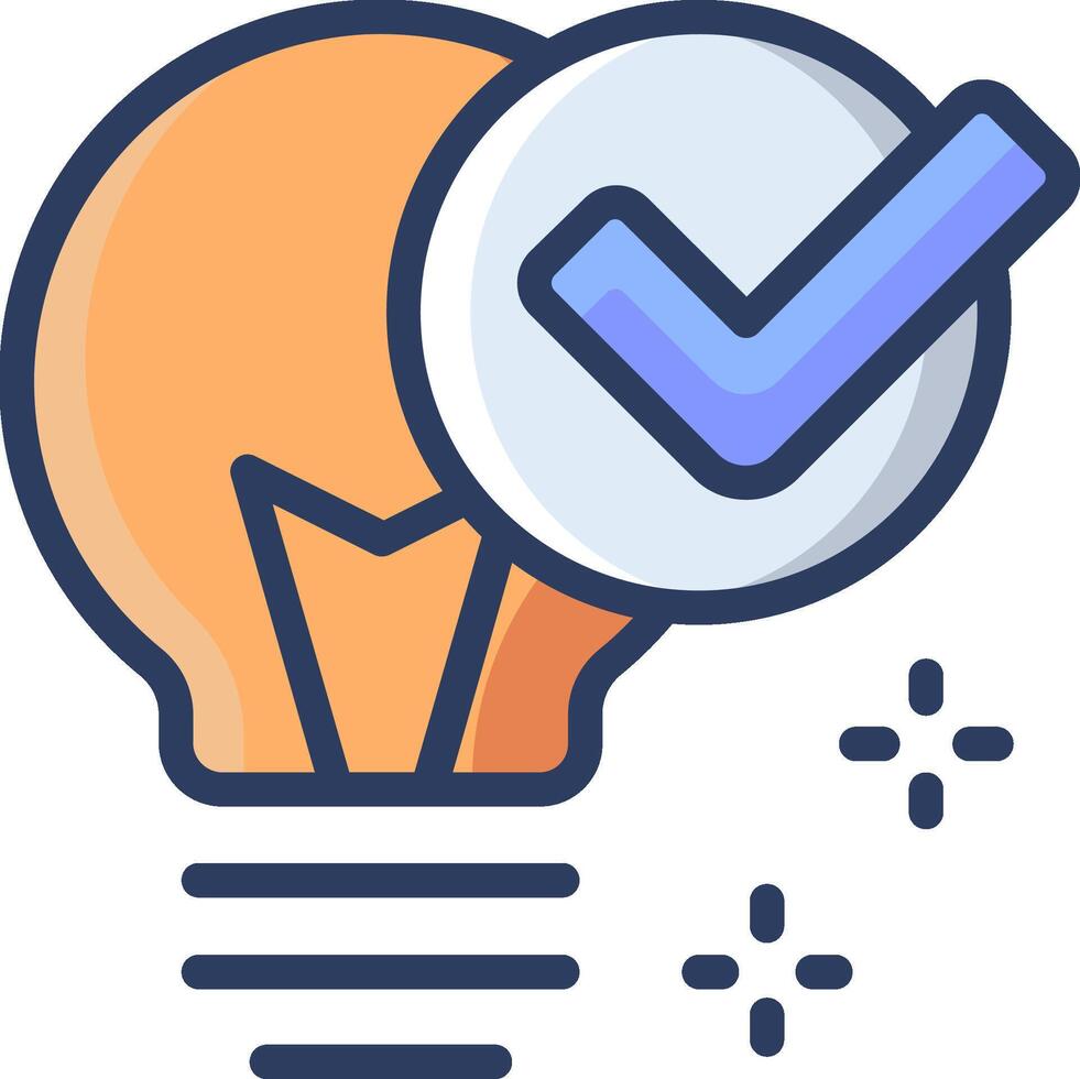 Idea icon with tick and light bulb vector