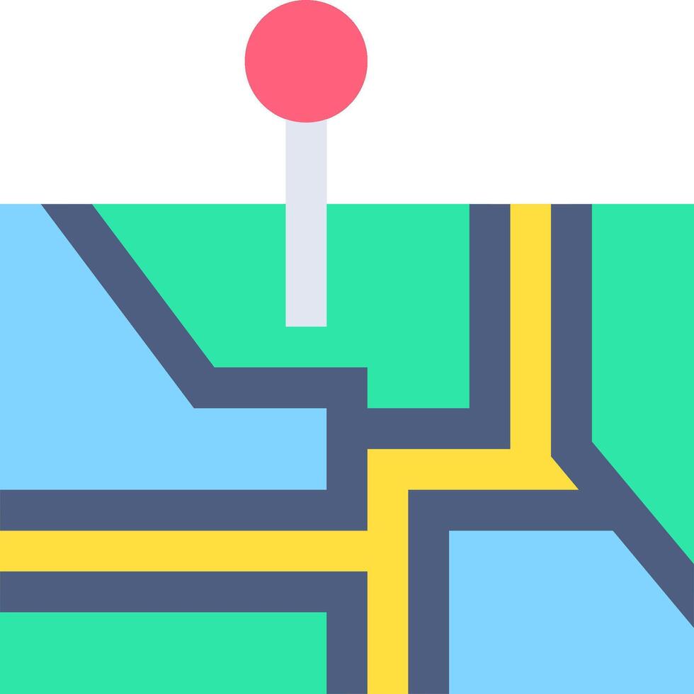 A map with a pin pointing to a location vector