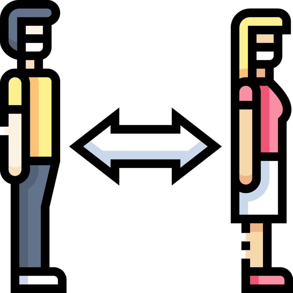 A man and woman are facing each other with arrows pointing to each other vector