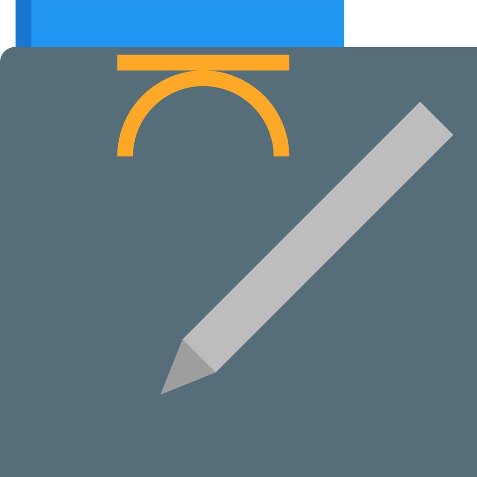 A pencil and a blue box with a blue arrow vector