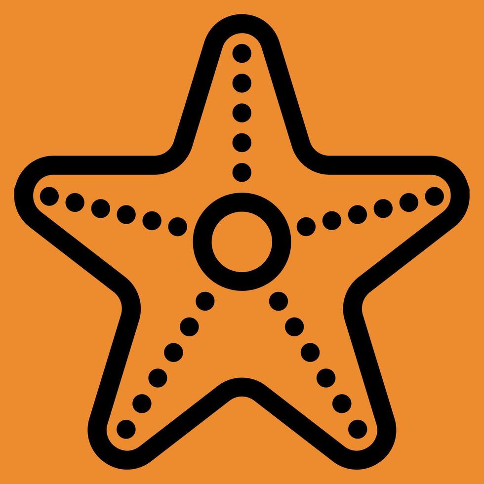 A starfish icon on an orange background vector
