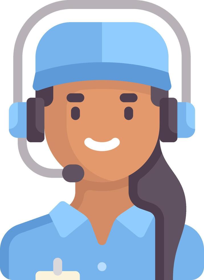 A woman wearing a headset and a blue shirt vector