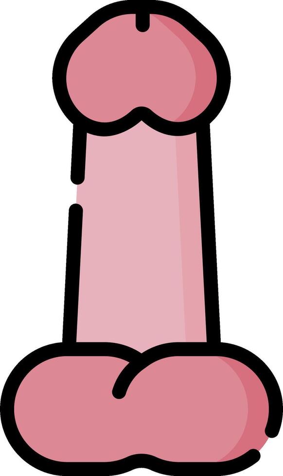 A pink penis with a black outline vector