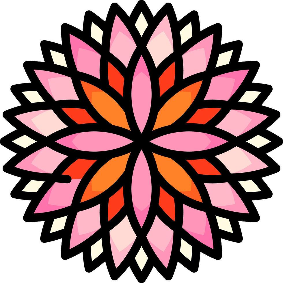 A pink and orange flower in a circle vector